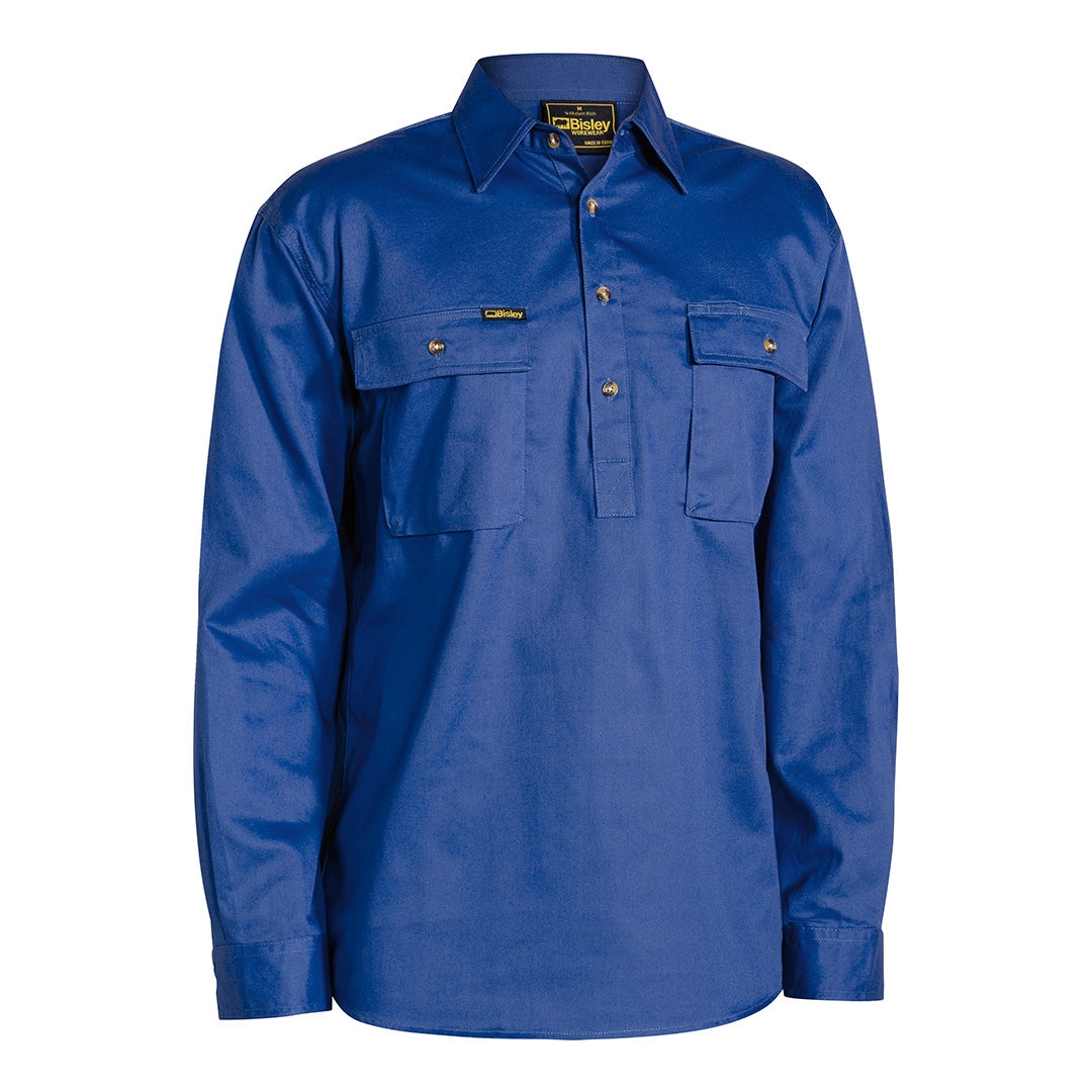 Bisley The Cotton Drill Closed Front Shirt | Long Sleeve | Mens Royal Shirts & Tops