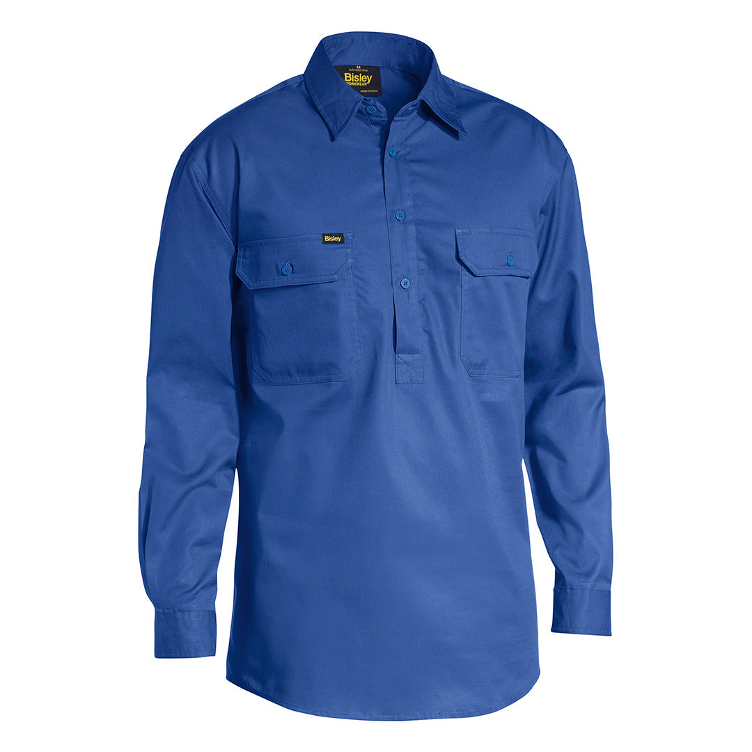 Bisley The Cool Lightweight Closed Front Drill Shirt | Long Sleeve | Mens Royal Shirts & Tops