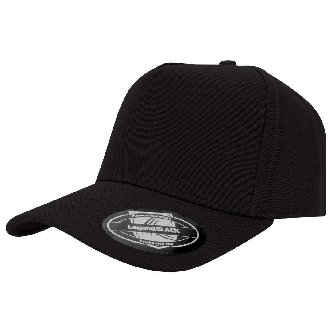 Legend Black The A Frame 5 Panel Cap Black Hats