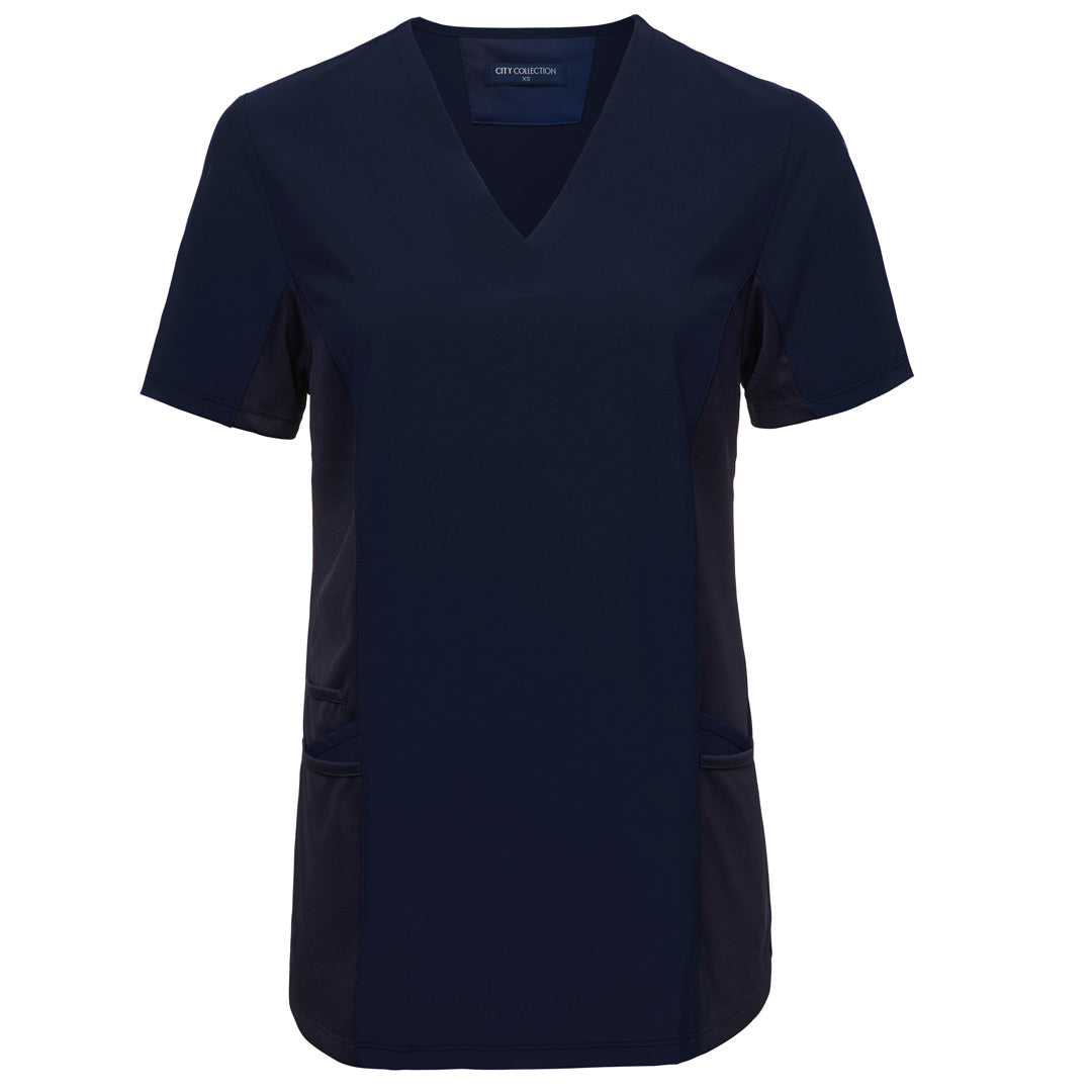 City Collection The City Active Scrub Top | Ladies Navy Scrubs