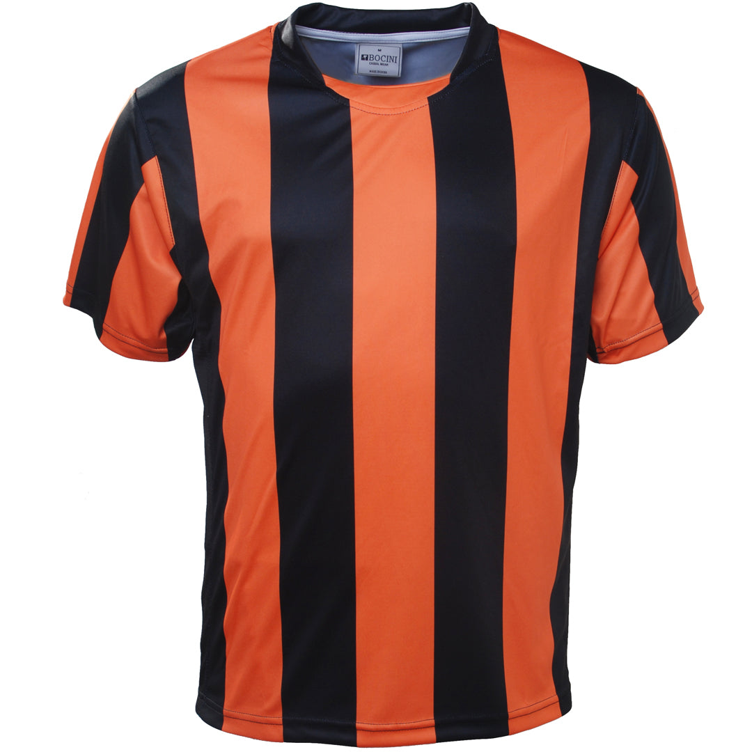 Bocini The Striped Soccer Jersey | Kids Black/Orange Soccer Uniforms