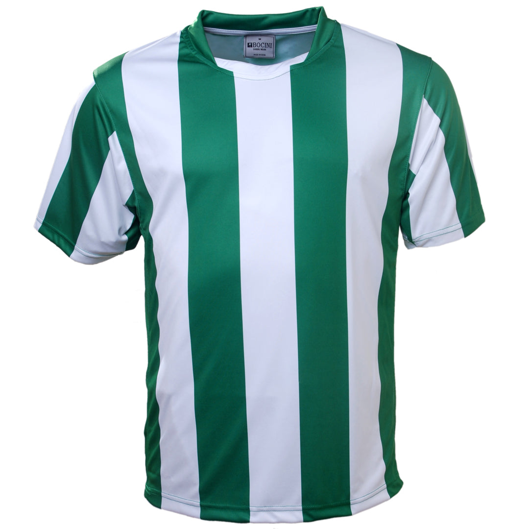 Bocini The Striped Soccer Jersey | Kids Emerald/White Soccer Uniforms