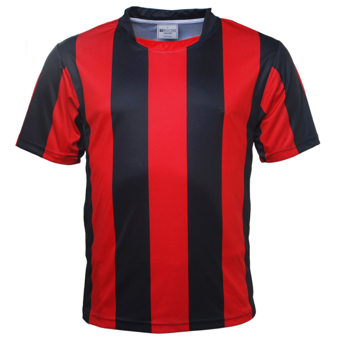 Bocini The Striped Soccer Jersey | Mens Black/Red Soccer Uniforms