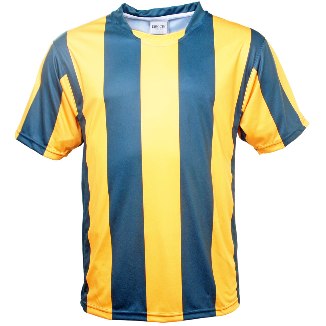 Bocini The Striped Soccer Jersey | Mens Bottle/Gold Soccer Uniforms
