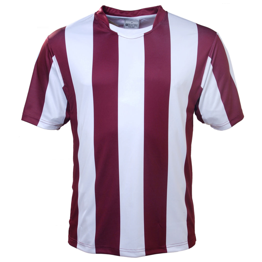 Bocini The Striped Soccer Jersey | Mens Maroon/White Soccer Uniforms