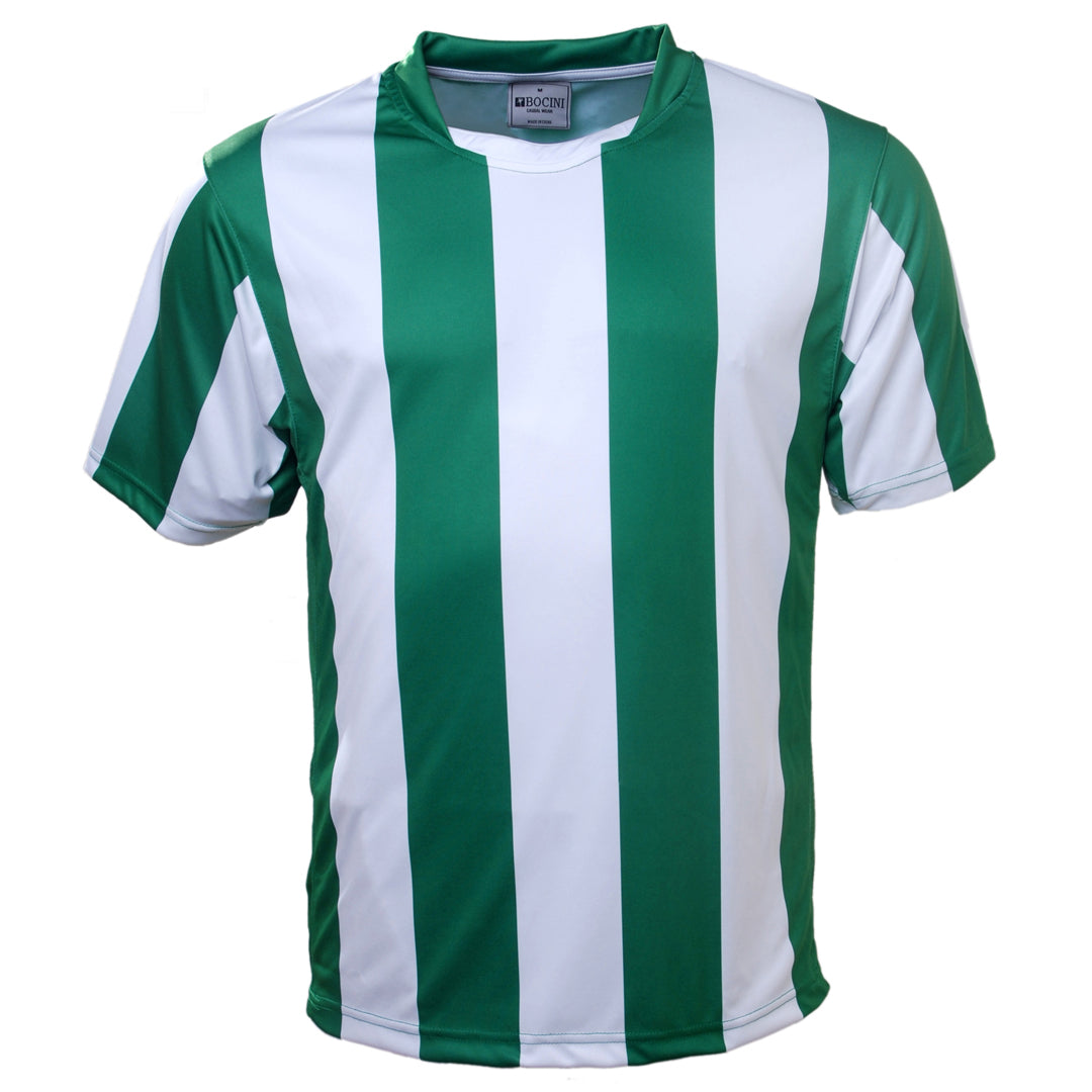 Bocini The Striped Soccer Jersey | Mens Emerald/White Soccer Uniforms