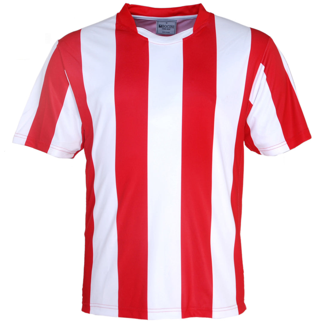 Bocini The Striped Soccer Jersey | Mens Red/White Soccer Uniforms