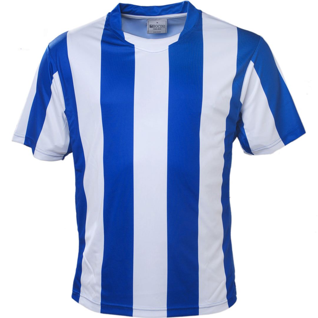 Bocini The Striped Soccer Jersey | Mens Royal/White Soccer Uniforms