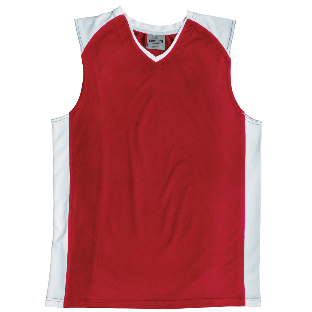 Bocini The Contrast Basketball Singlet | Mens Red/White Basketball Uniforms