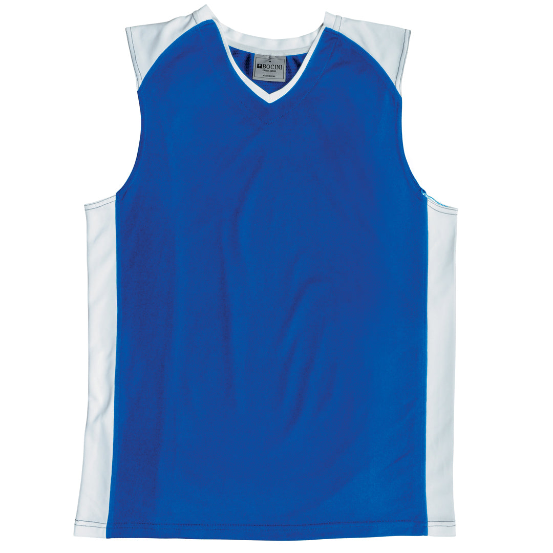 Bocini The Contrast Basketball Singlet | Kids Royal/White Basketball Uniforms