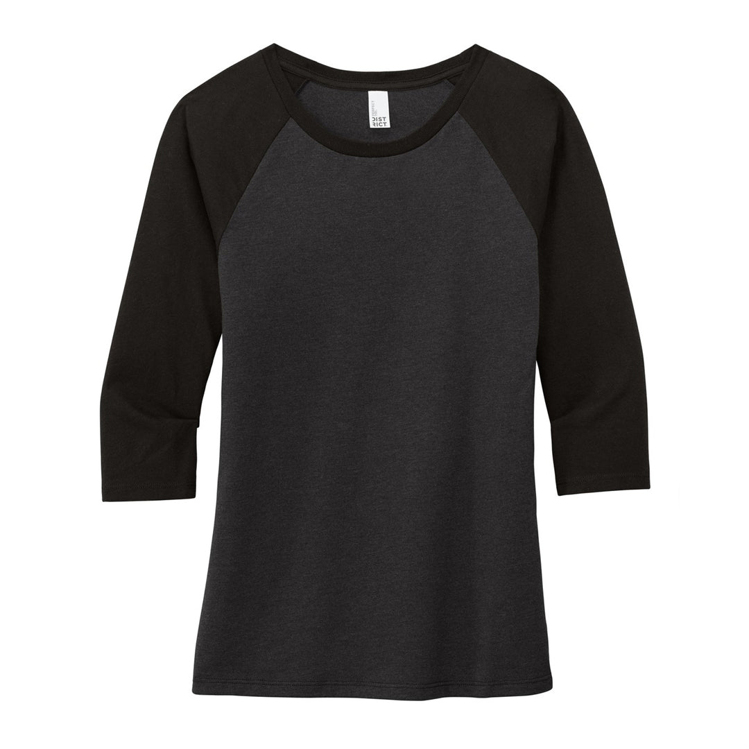 District The Tri Blend 3/4 Sleeve Tee | Ladies Black/Black Shirts & Tops