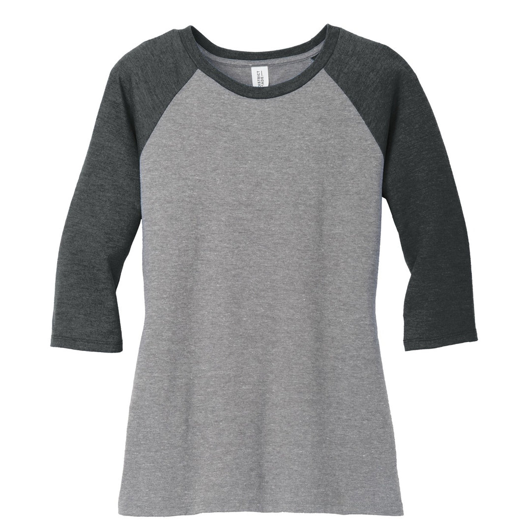 District The Tri Blend 3/4 Sleeve Tee | Ladies Black/Grey Shirts & Tops