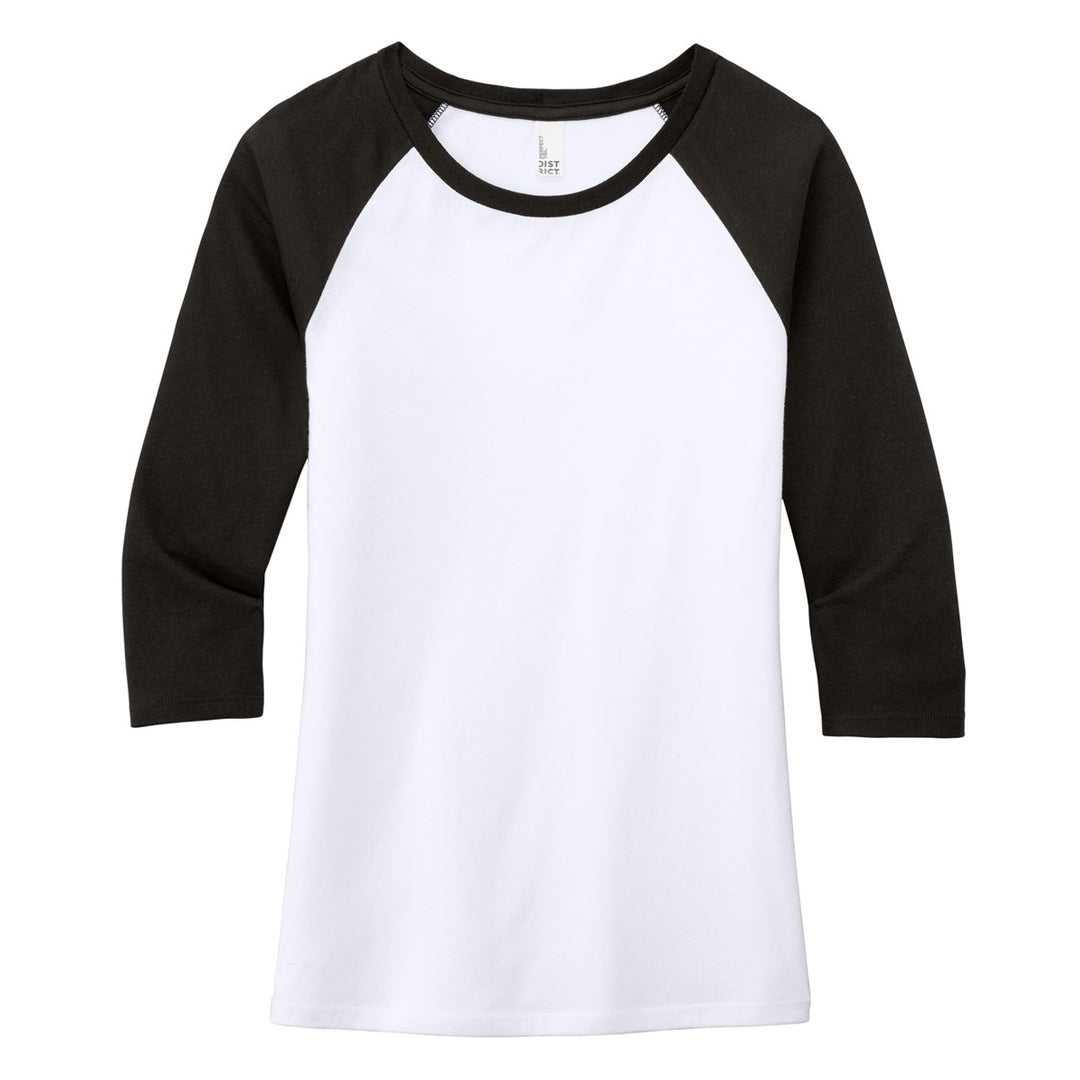 District The Tri Blend 3/4 Sleeve Tee | Ladies Black/White Shirts & Tops