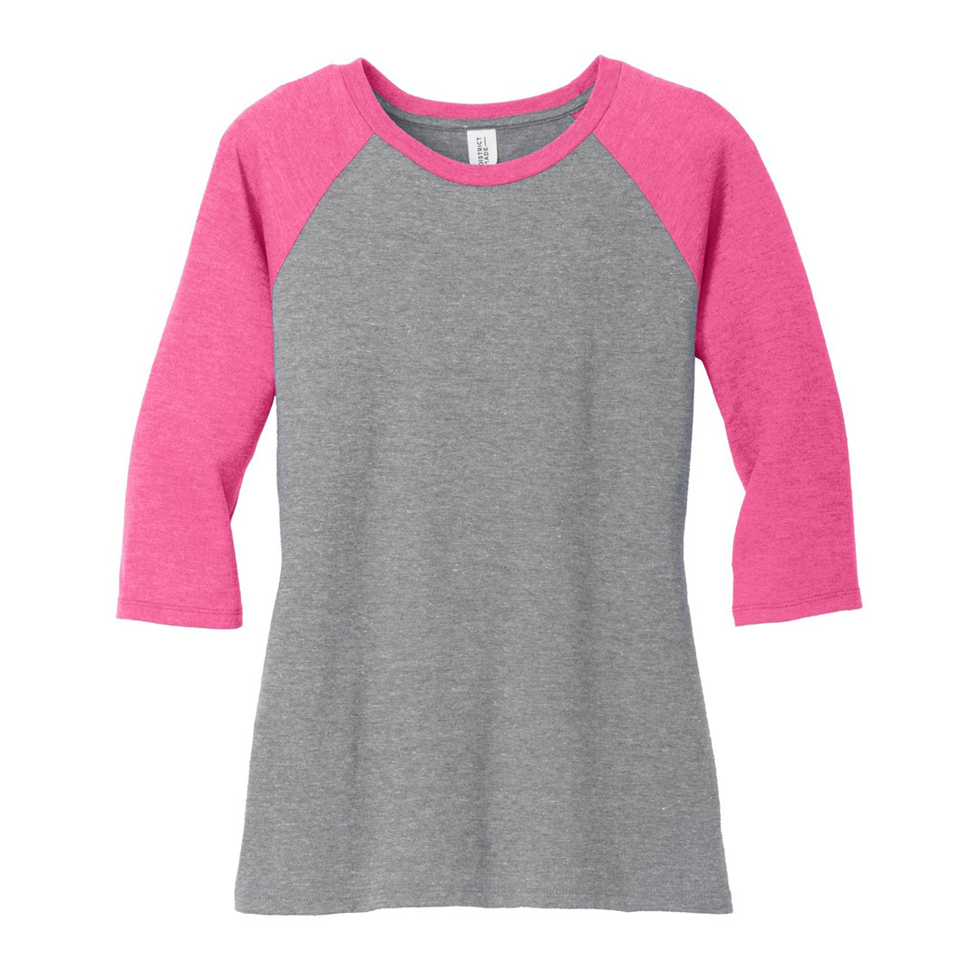 District The Tri Blend 3/4 Sleeve Tee | Ladies Pink/Grey Shirts & Tops