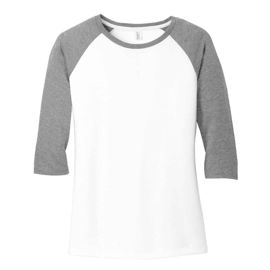 District The Tri Blend 3/4 Sleeve Tee | Ladies Grey/White Shirts & Tops