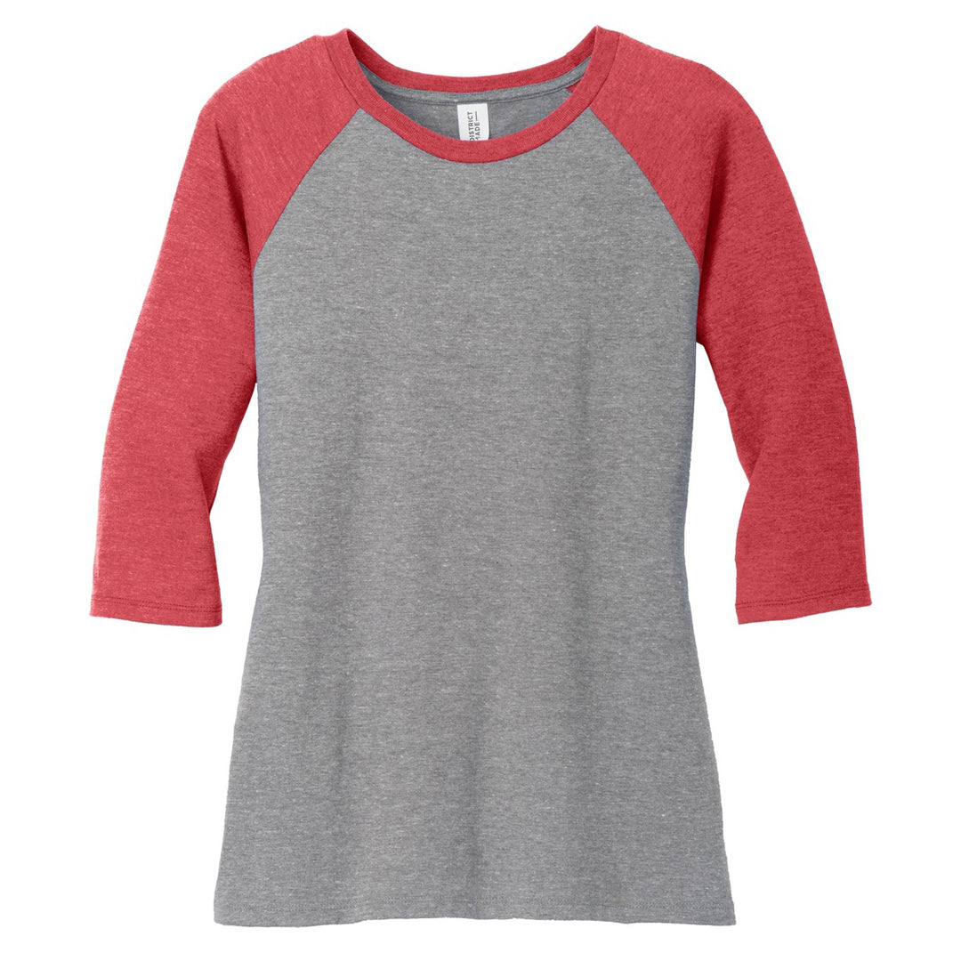District The Tri Blend 3/4 Sleeve Tee | Ladies Red/Grey Shirts & Tops