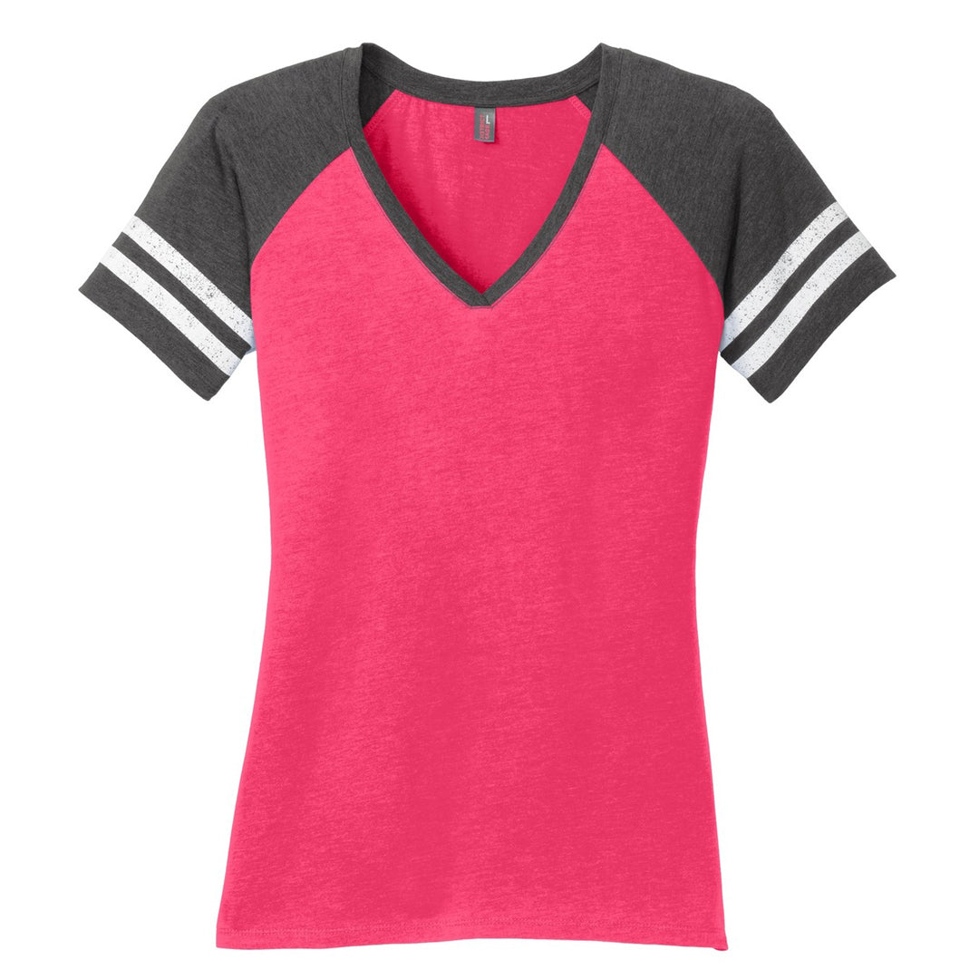 District The Game Day Tee | Short Sleeve | Ladies Pink/Charcoal Shirts & Tops