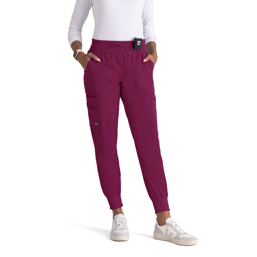 Greys Anatomy by Barco The Carly Jogger Scrub Pant | Ladies | Regular | Greys Anatomy Wine Scrubs