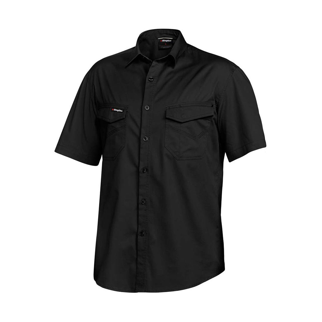 KingGee The Tradie Shirt | Mens | Short Sleeve Black Shirts & Tops