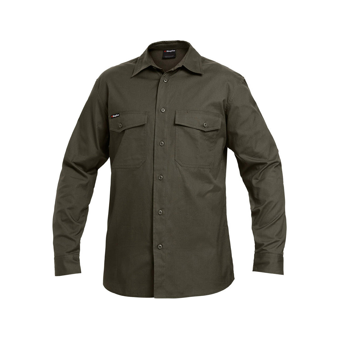 KingGee The Work Cool 2 Shirt | Mens | Long Sleeve Green Shirts & Tops