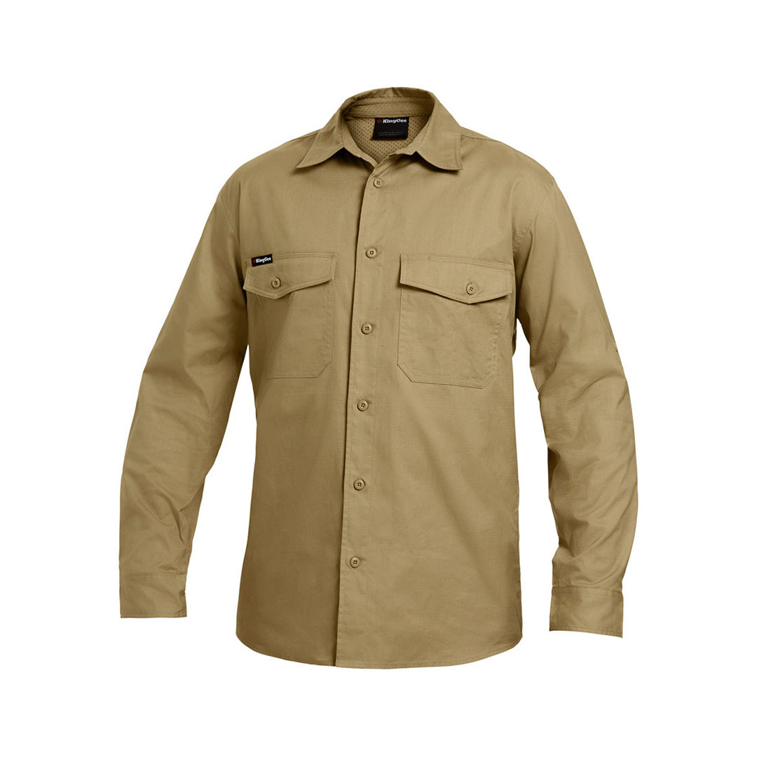 KingGee The Work Cool 2 Shirt | Mens | Long Sleeve Khaki Shirts & Tops