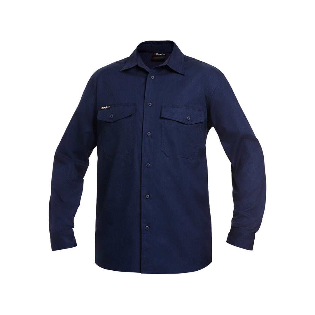 KingGee The Work Cool 2 Shirt | Mens | Long Sleeve Navy Shirts & Tops