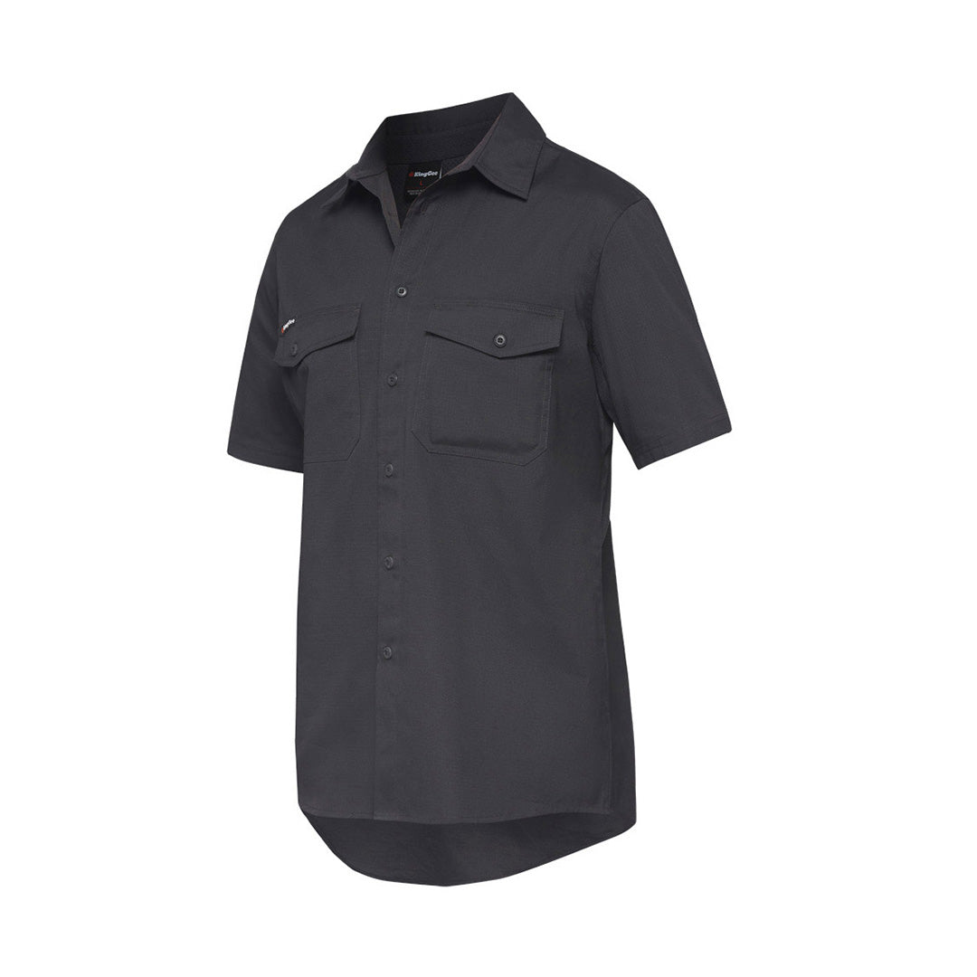 KingGee The Work Cool 2 Shirt | Mens | Short Sleeve Charcoal Shirts & Tops