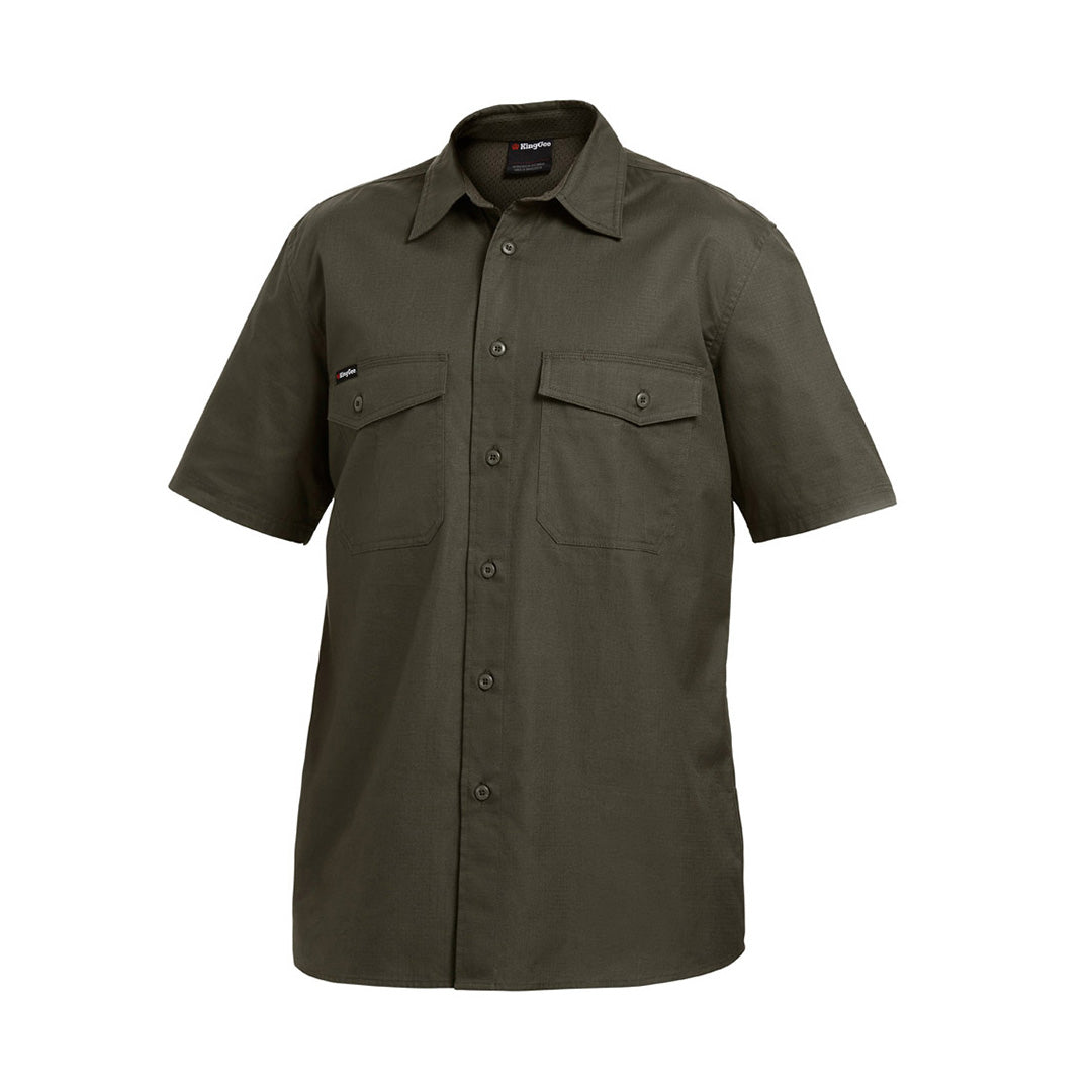 KingGee The Work Cool 2 Shirt | Mens | Short Sleeve Green Shirts & Tops