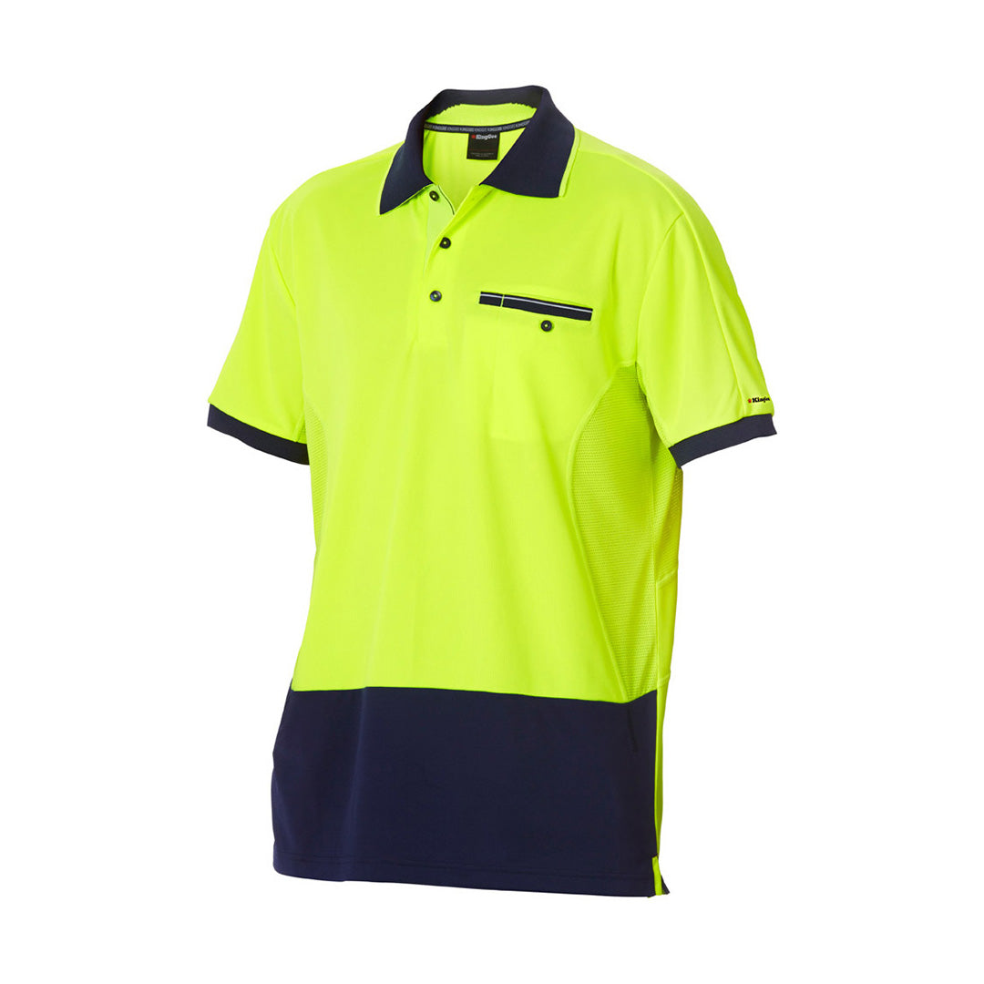 KingGee The Hyperfreeze Polo | Mens | Short Sleeve Yellow/Navy Shirts & Tops