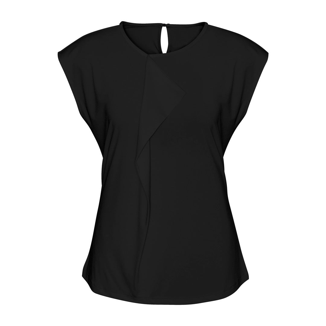 Biz Collection The Mia Pleat Knit Top | Ladies Black Shirts & Tops