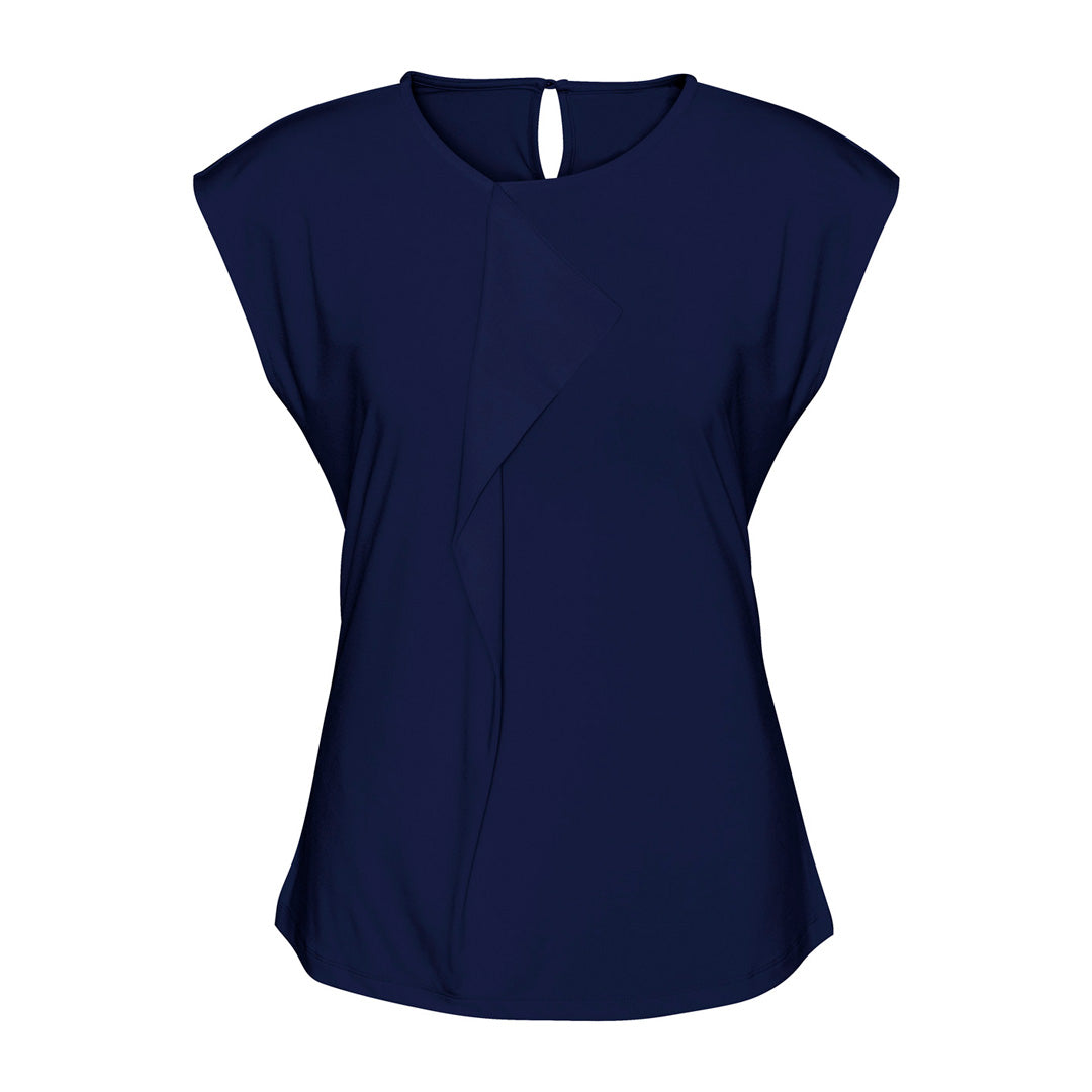 Biz Collection The Mia Pleat Knit Top | Ladies Midnight Blue Shirts & Tops