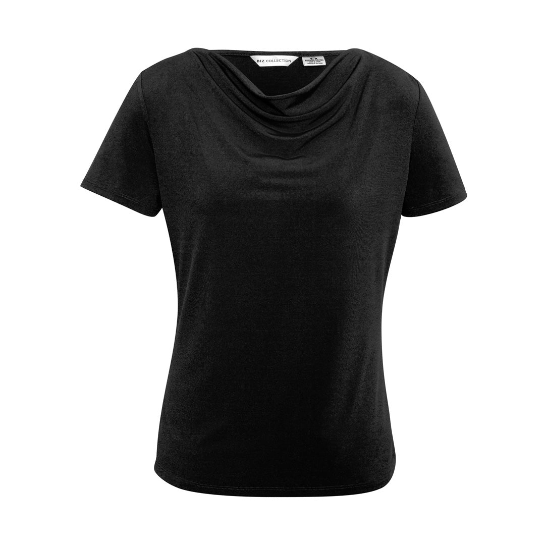 Biz Collection The Ava Drape Knit Top | Ladies Black Shirts & Tops