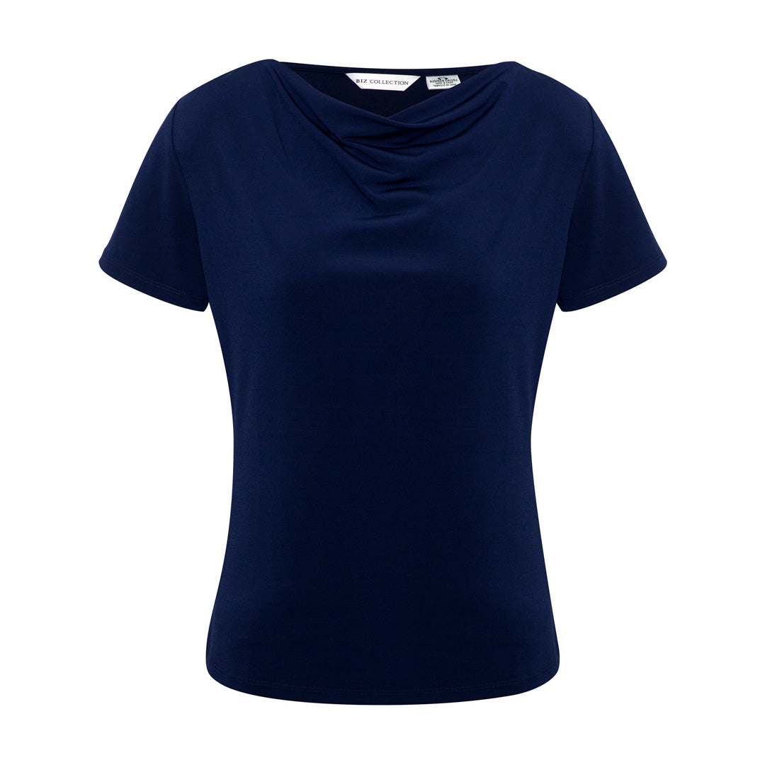 Biz Collection The Ava Drape Knit Top | Ladies Midnight Blue Shirts & Tops