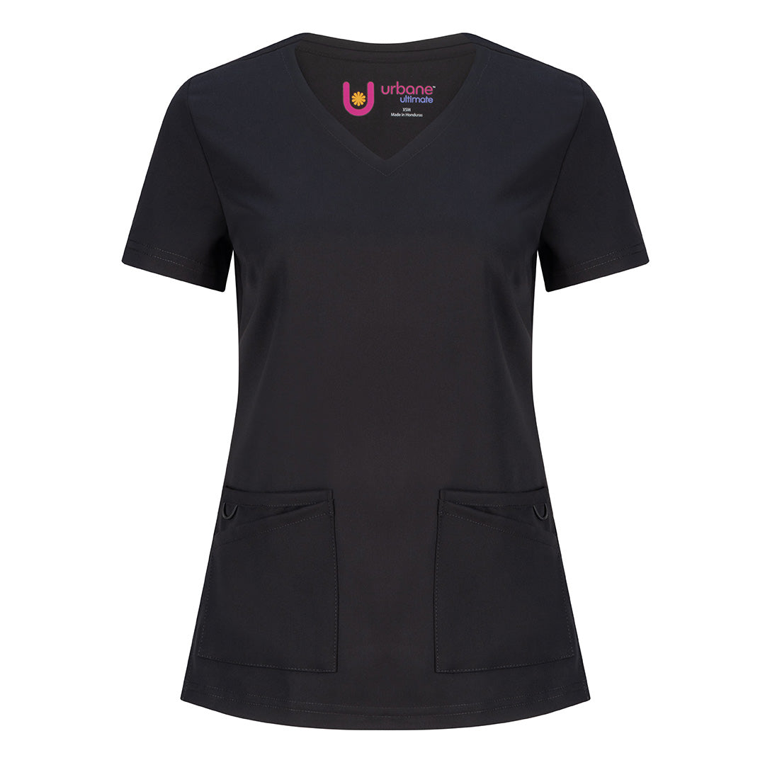 LSJ Collection The McKenna V Neck Scrub Top | Ladies Black Scrubs