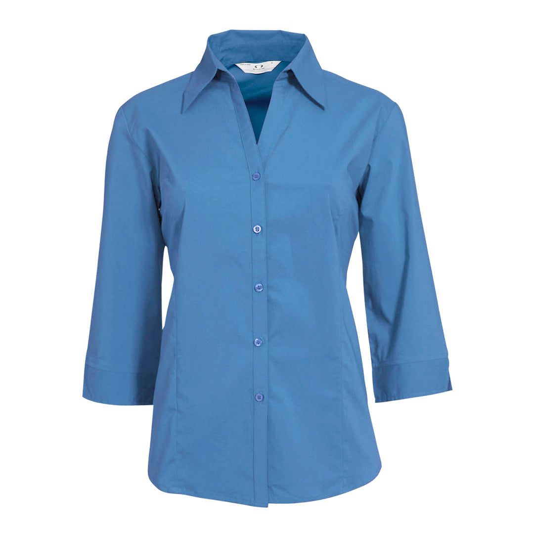 Biz Collection The Metro Shirt | Ladies | 3/4 Sleeve Mid Blue Shirts & Tops