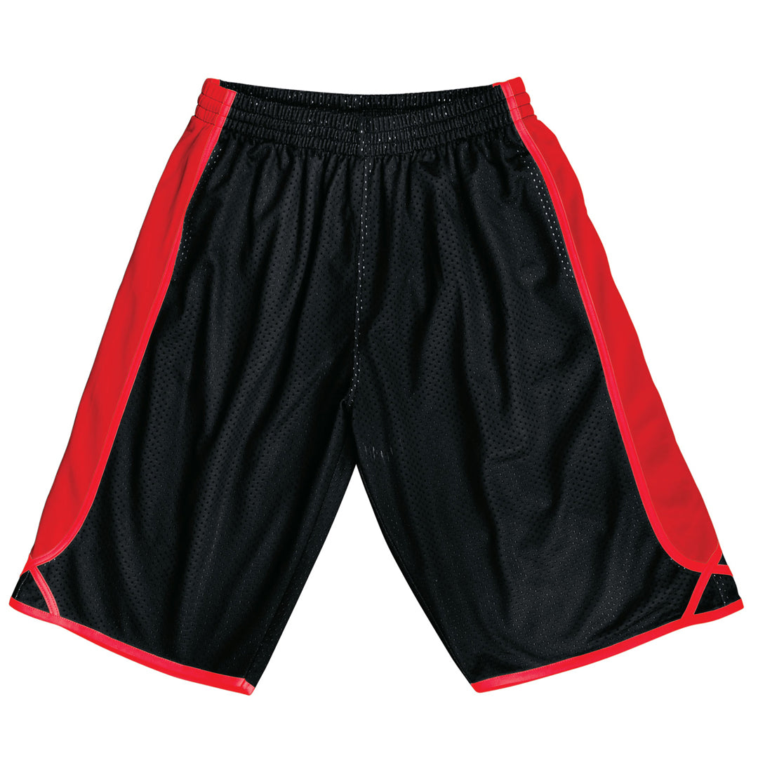 Bocini The Contrast Basketball Short | Kids Black/Red Basketball Uniforms