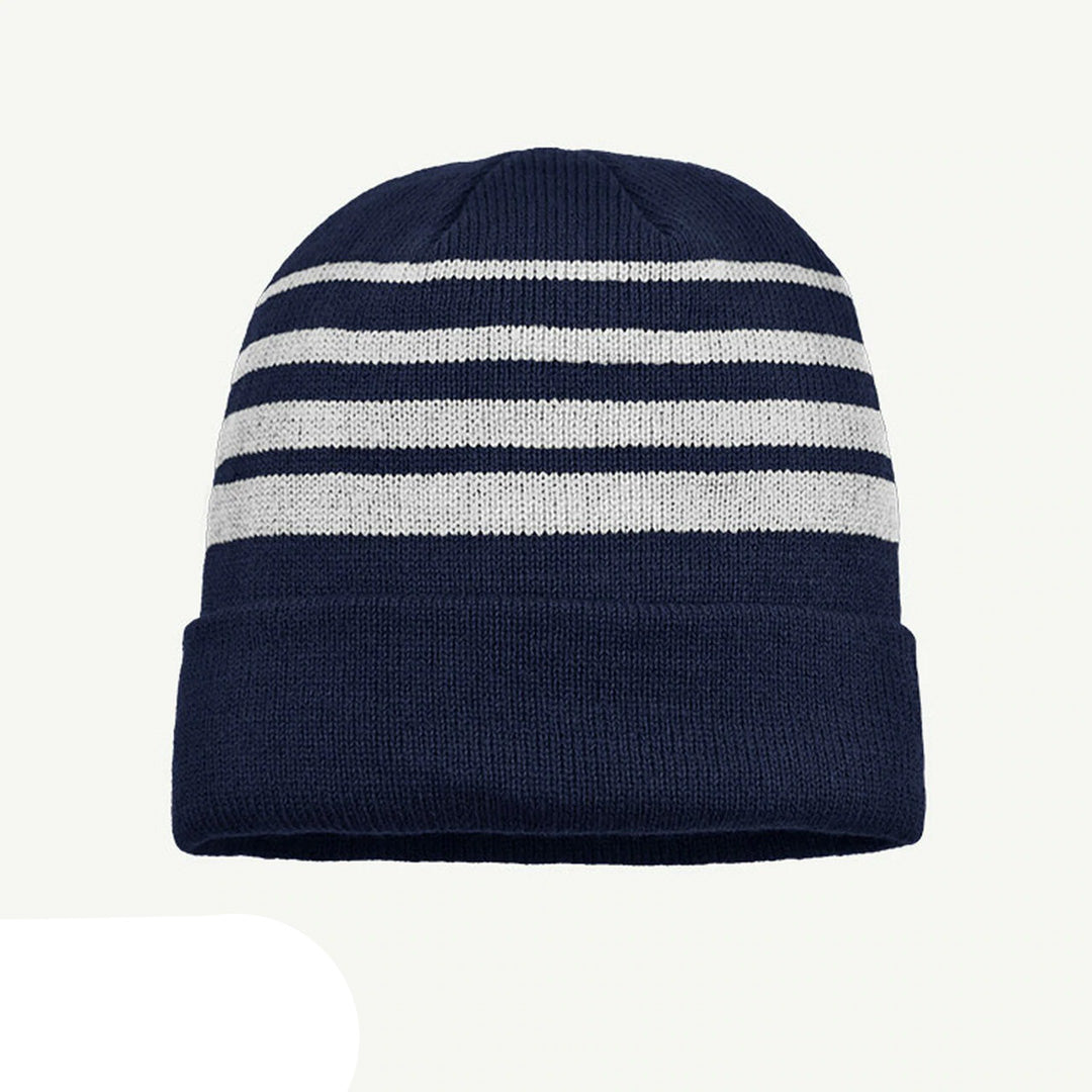 Grace Collection The Multi Stripe Beanie | Unisex Navy/White Hats