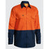 Bisley The Two Tone Lightweight Shirt | Hi Vis | Long Sleeve | Mens Orange/Navy Shirts & Tops