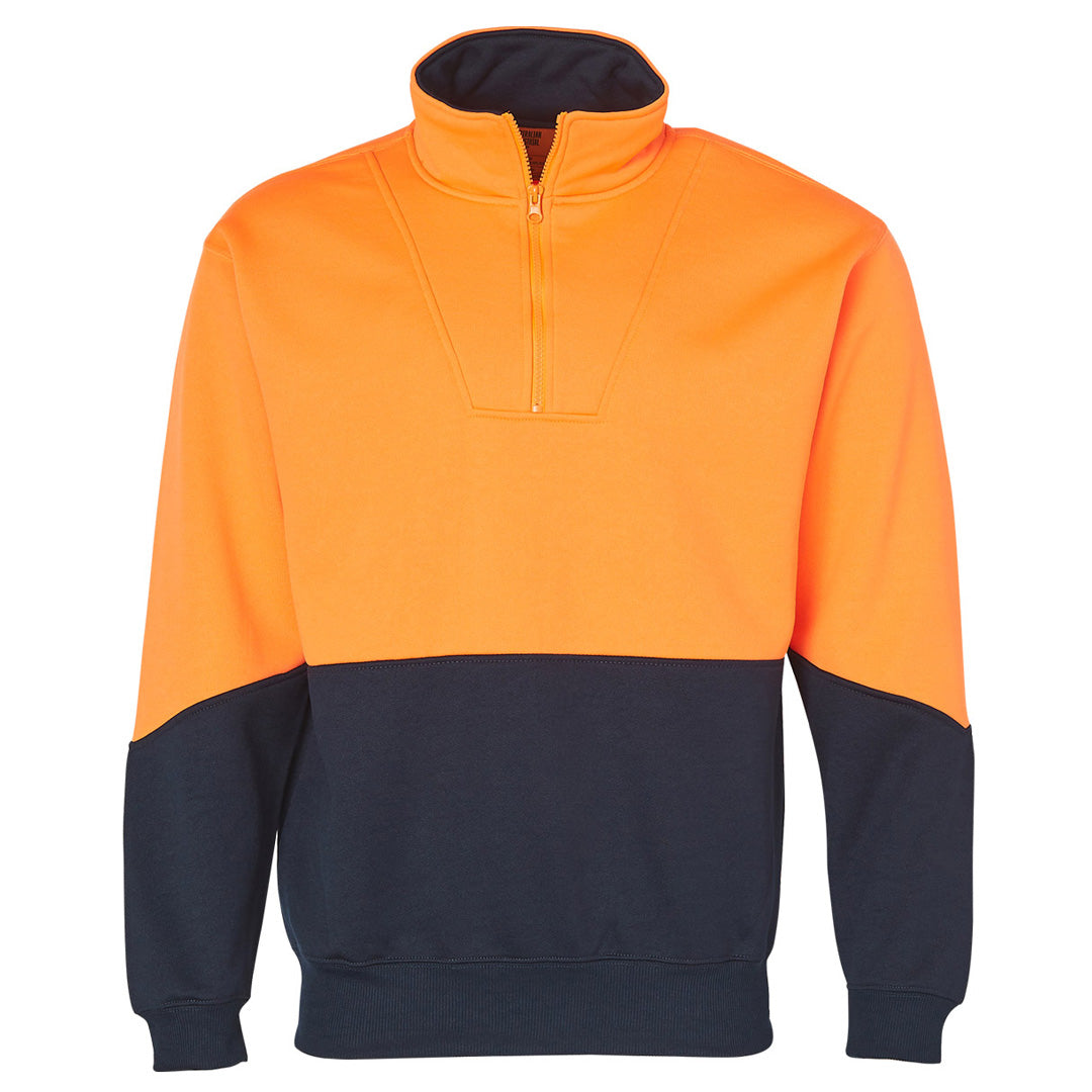 Winning Spirit The Hi Vis Collared Sweat | Mens Orange/Navy Work Safety Protective Gear
