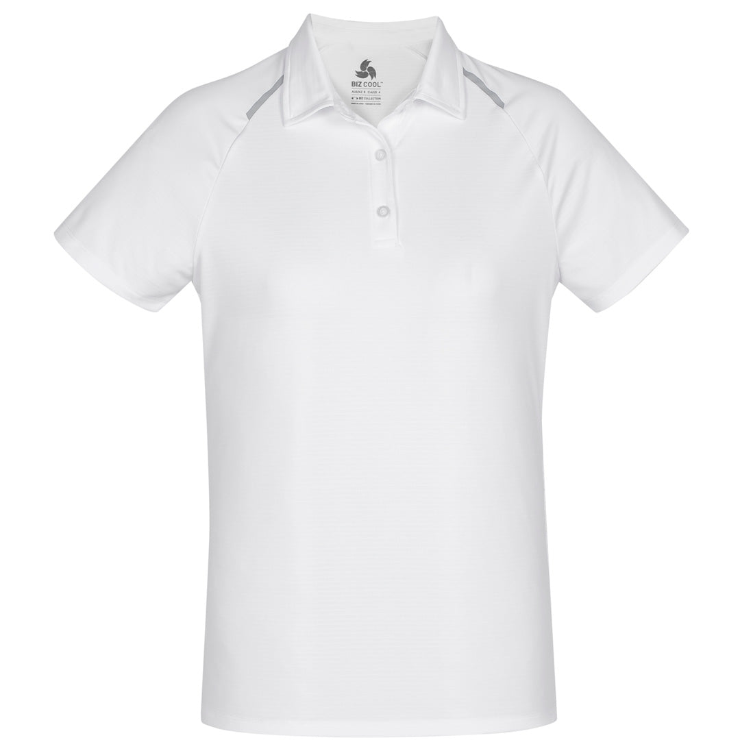 Biz Collection The Academy Polo | Ladies | Short Sleeve White/Silver Shirts & Tops