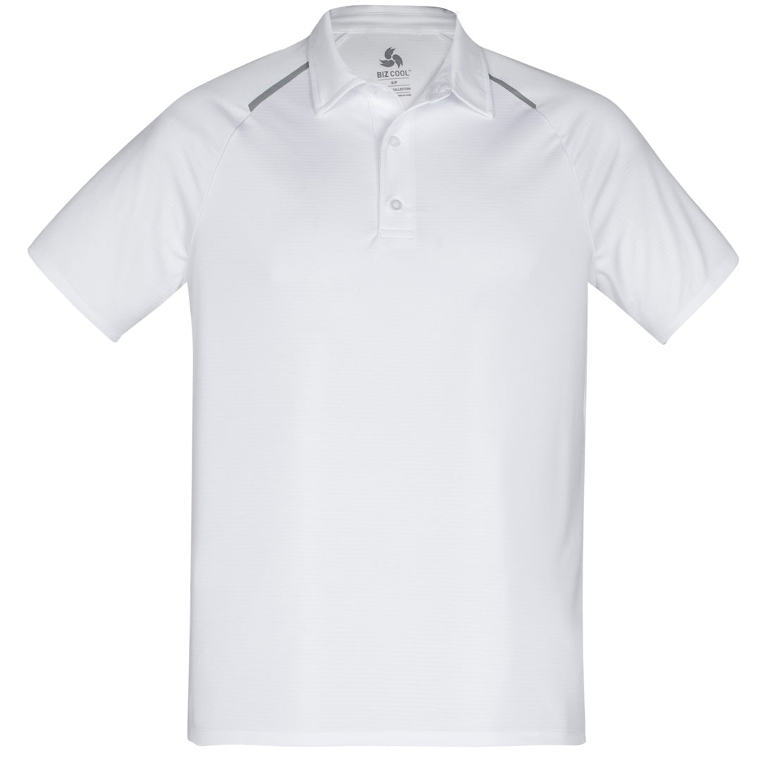 Biz Collection The Academy Polo | Mens | Short Sleeve White/Silver Shirts & Tops