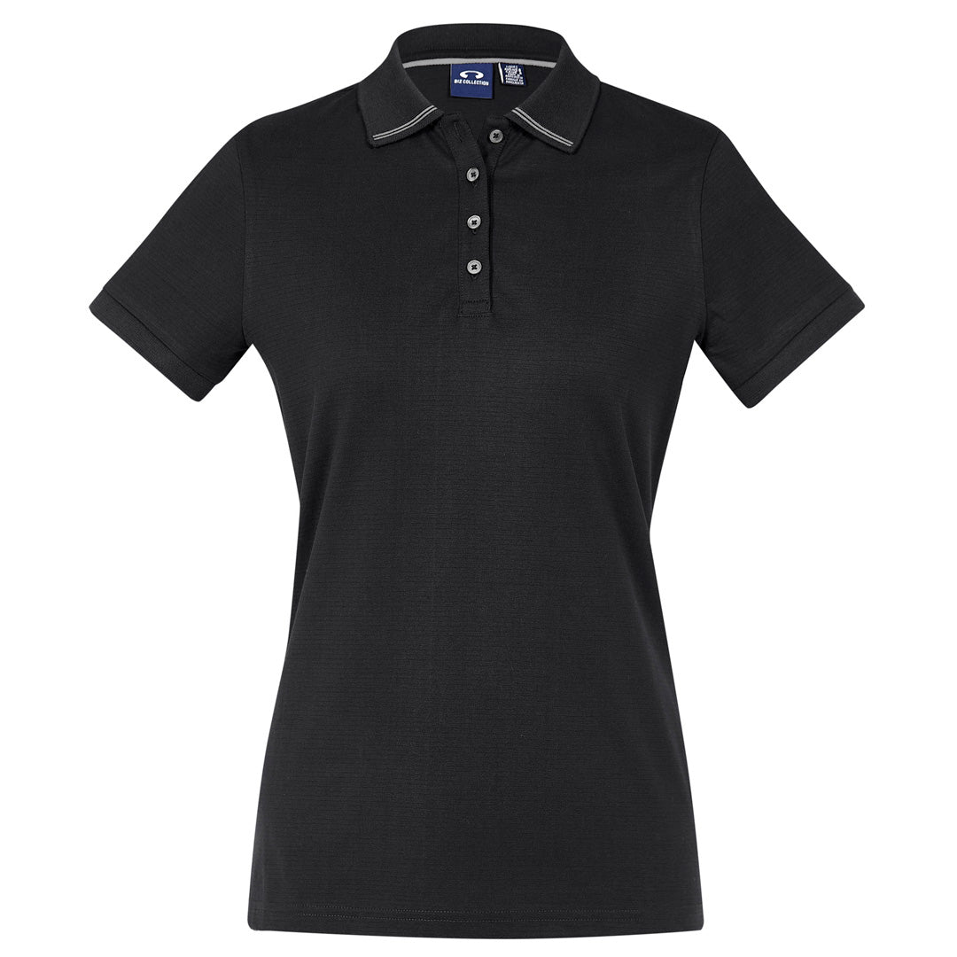 Biz Collection The Aston Polo | Ladies | Short Sleeve Black/Silver Shirts & Tops