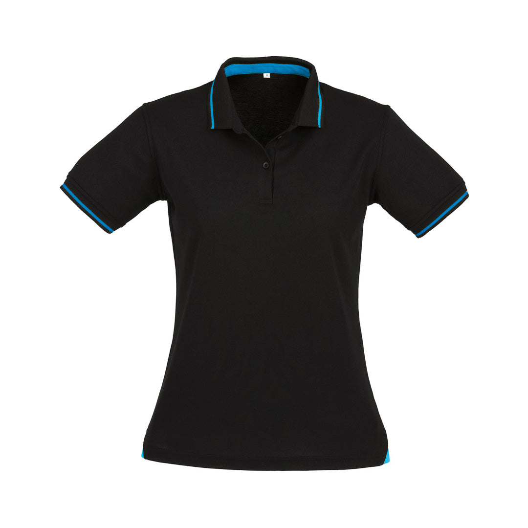 Biz Collection The Jet Polo | Ladies | Short Sleeve Black/Cyan Shirts & Tops