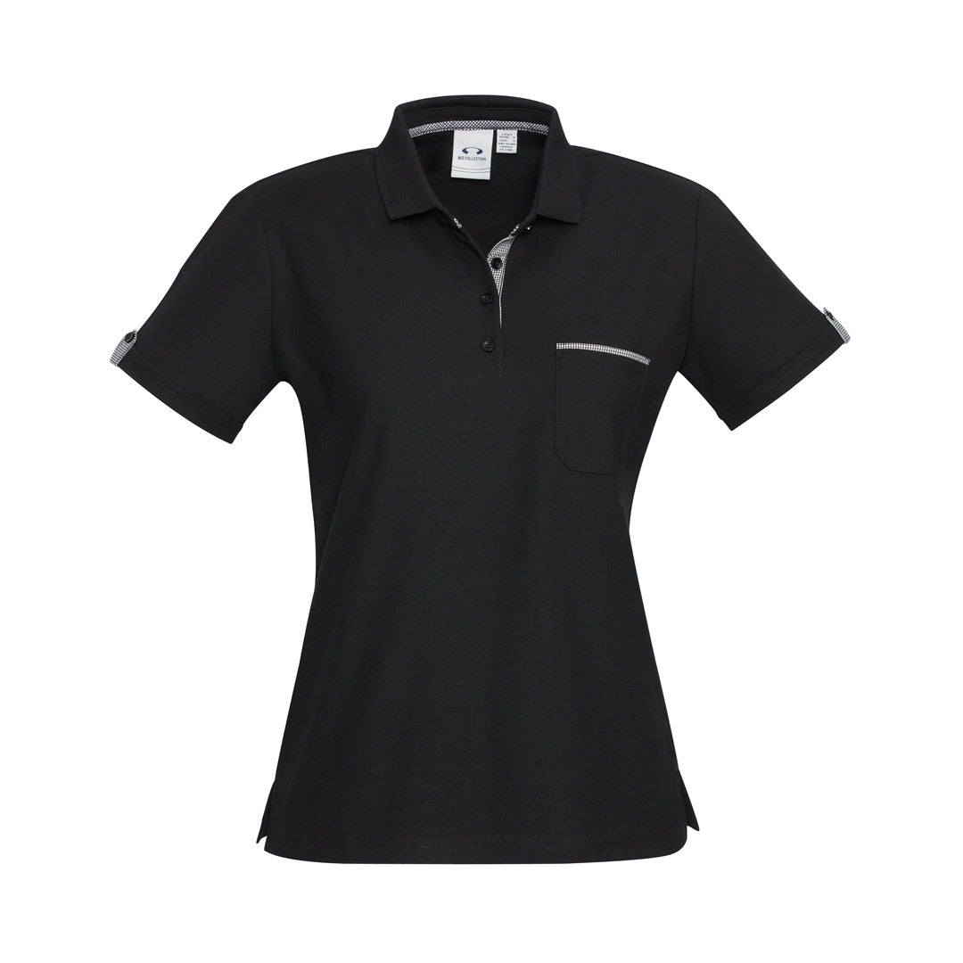 Biz Collection The Edge Polo | Ladies | Short Sleeve Black/Check Trim Shirts & Tops