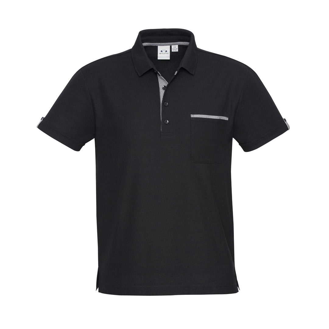 Biz Collection The Edge Polo | Mens | Short Sleeve Clearance Black/Check Trim Shirts & Tops