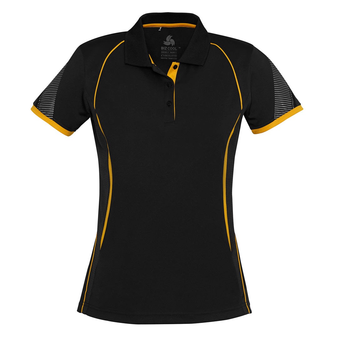 Biz Collection The Razor Polo | Ladies | Short Sleeve Black/Gold Shirts & Tops