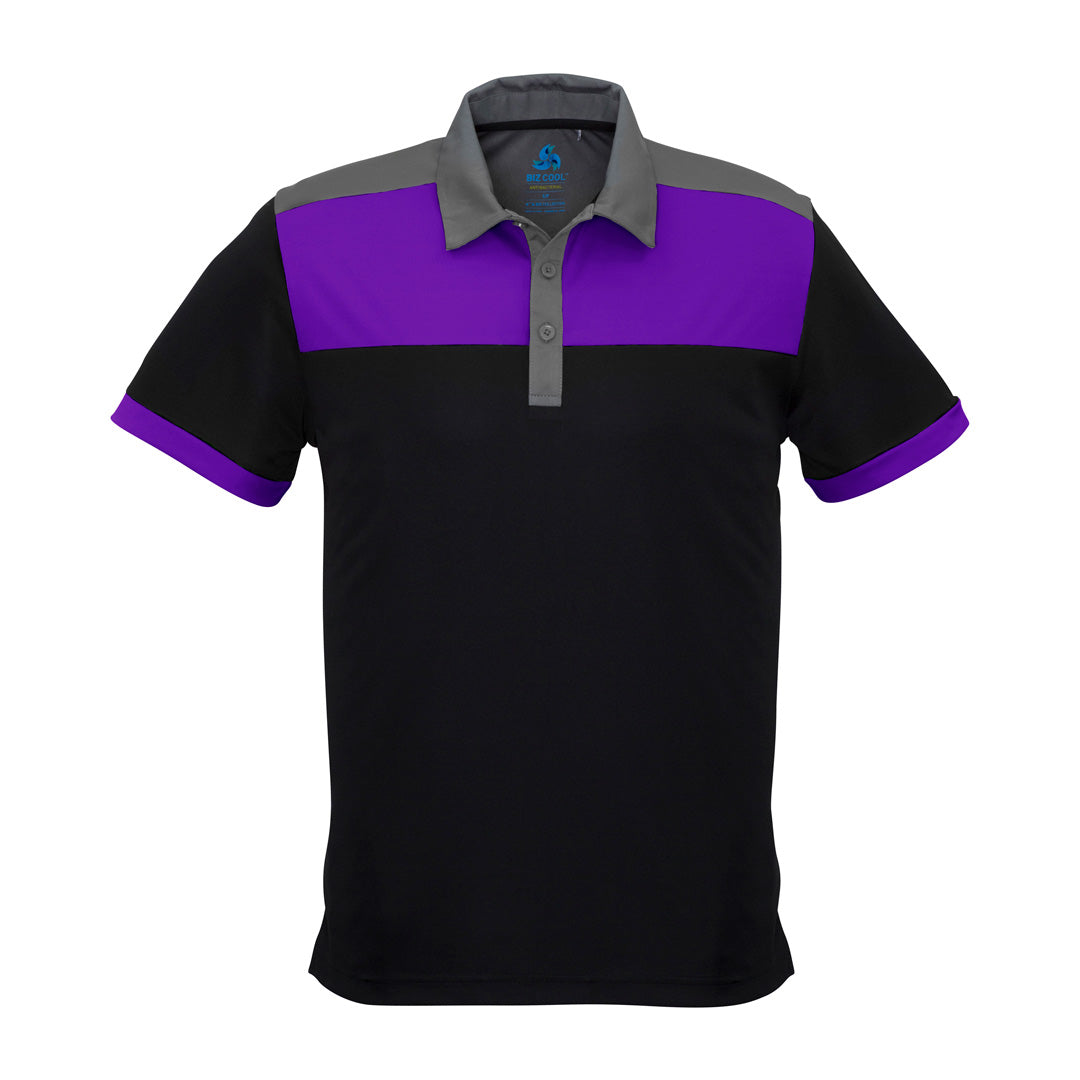 Biz Collection The Charger Polo | Mens | Short Sleeve Black/Purple/Grey Shirts & Tops