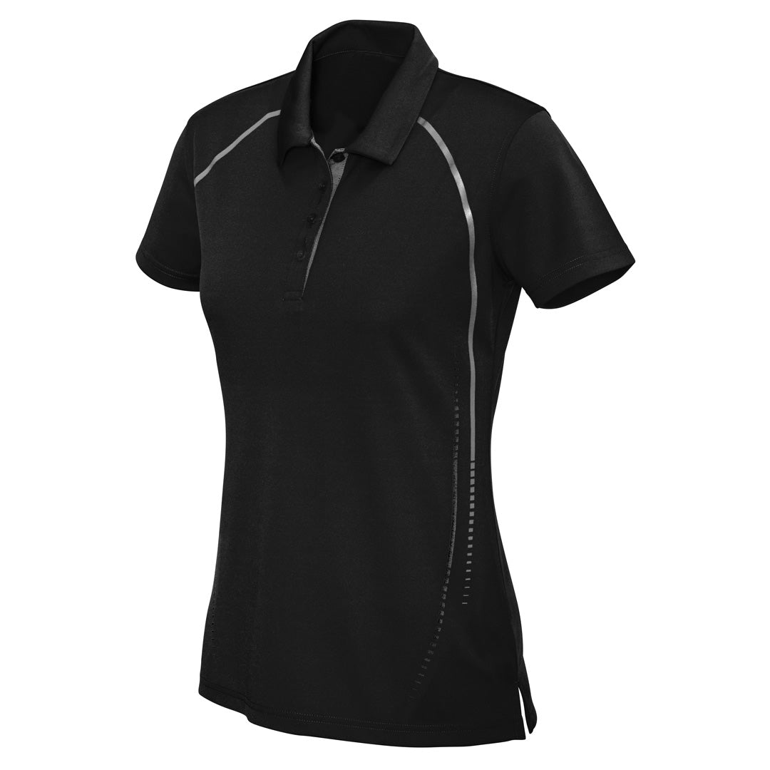 Biz Collection The Cyber Polo | Ladies | Short Sleeve Black/Silver Shirts & Tops