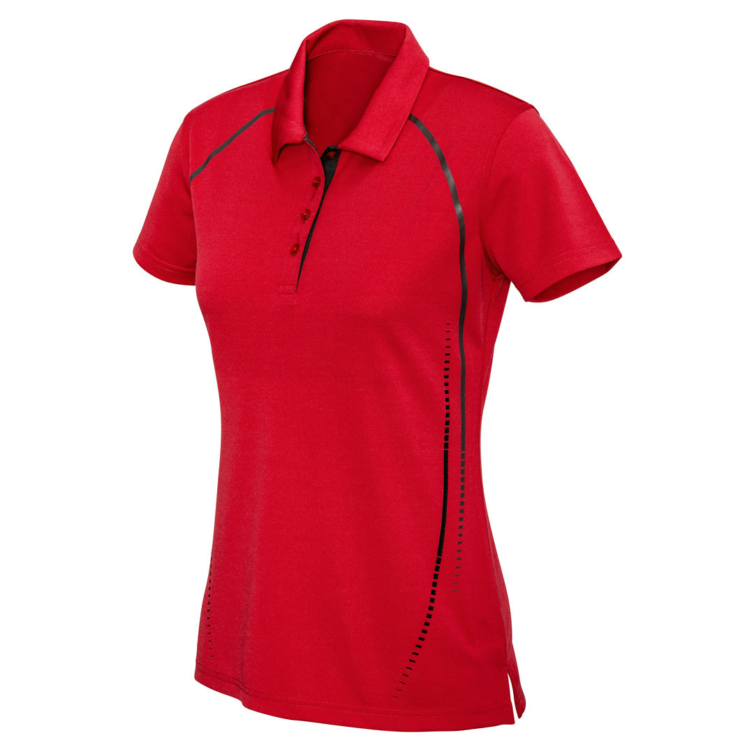 Biz Collection The Cyber Polo | Ladies | Short Sleeve Red/Silver Shirts & Tops