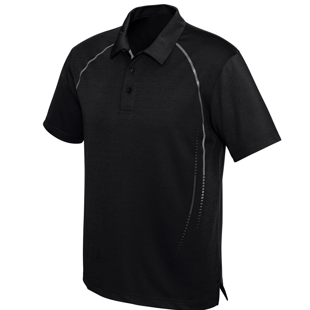 Biz Collection The Cyber Polo | Mens | Short Sleeve Black/Silver Shirts & Tops